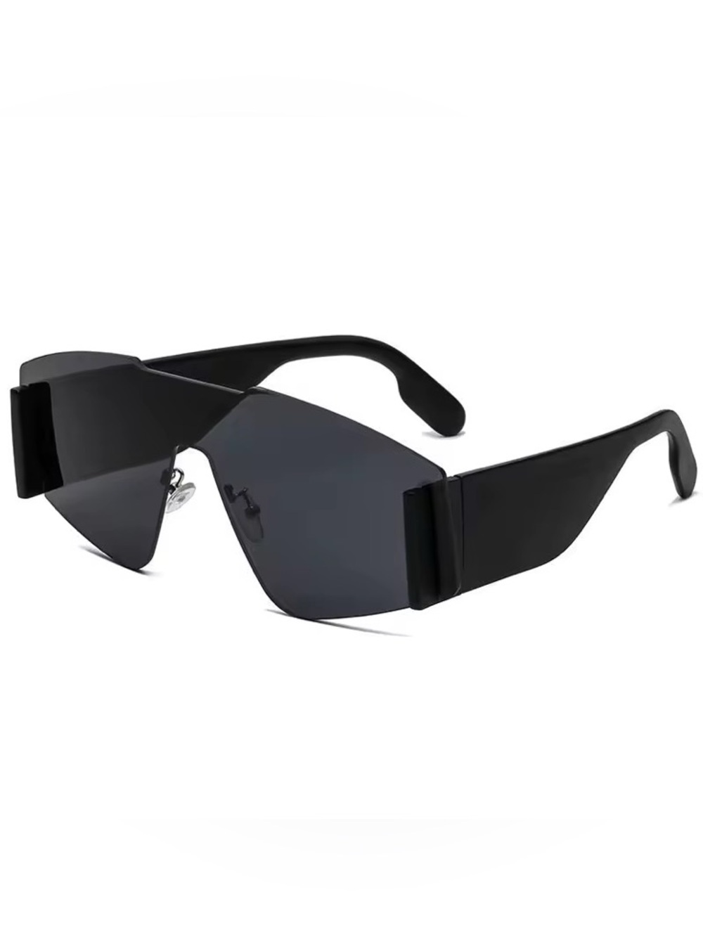 Minimalist Black Rimless Shield Sunglasses for Women